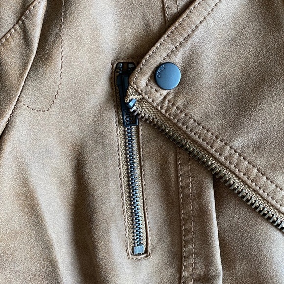 Brown Vegan Leather Moto Fall Jacket - Picture 12 of 14